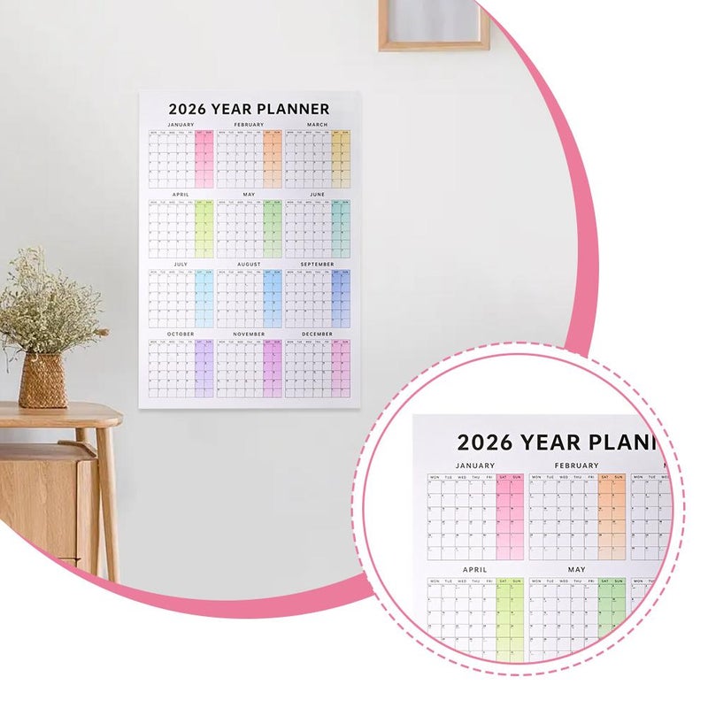One Year Calendar Wall Poster 2026 – Large Yearly Wall Calendar 2026 with Bold Grid Layout, Holiday Markers & Ample Writing Space for Home, Office & Classroom Planning - Image 5